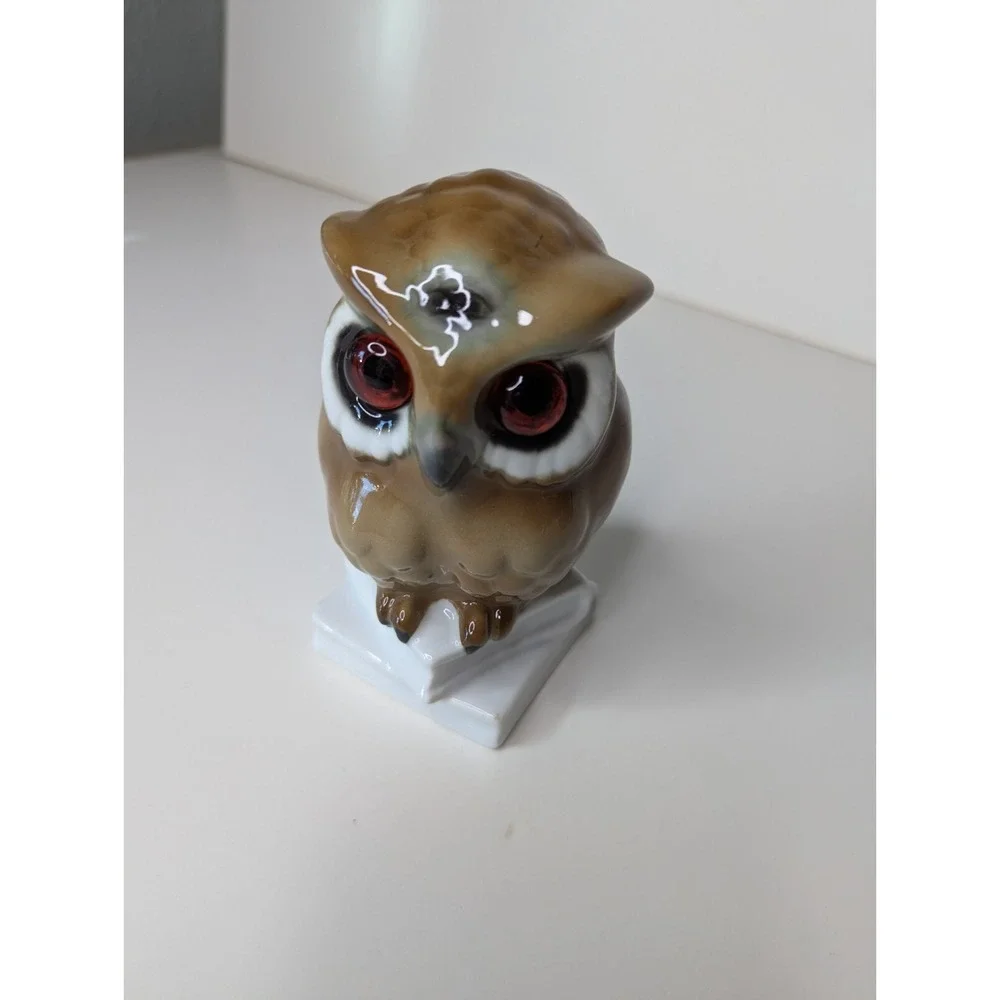 Vintage Gerold Porzellan West Germany Porcelain Owl On Stack Of Books Figurine